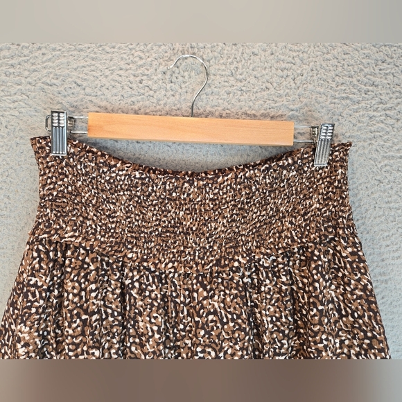 Rails Addison Mini Skirt Sz L Women's Animal Print Tiered Smock Waist Brown's - Picture 7 of 13